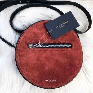 NWT Rag & Bone Circle Bag Rust Suede Black Leather